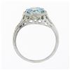 Image 7 : Vintage 14K White Gold 1.32 ctw Round Aquamarine Solitaire Open Filigree Work Ri