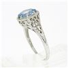 Image 8 : Vintage 14K White Gold 1.32 ctw Round Aquamarine Solitaire Open Filigree Work Ri