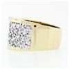 Image 6 : Vintage BREV 14k Gold & Platinum 1.56 ctw 4 Row Pave Diamond Wide Bombe Band Rin
