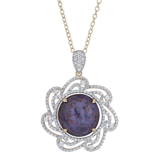 63.46 ctw Purple Sapphire and 4.37 ctw White Sapphire Pendant