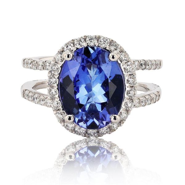 3.79 ctw Tanzanite and 0.66 ctw Diamond Platinum Ring