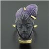 Image 2 : Vintage 14k Gold Carved Amethyst 3D Lady Face Head Cameo Ring Open Work Setting