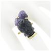 Image 3 : Vintage 14k Gold Carved Amethyst 3D Lady Face Head Cameo Ring Open Work Setting