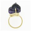 Image 8 : Vintage 14k Gold Carved Amethyst 3D Lady Face Head Cameo Ring Open Work Setting