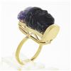 Image 9 : Vintage 14k Gold Carved Amethyst 3D Lady Face Head Cameo Ring Open Work Setting