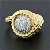 Image 2 : FINE 18k Gold R. Stone Dome Cluster Diamond Hammered Turritella Conch Shell Ring