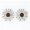 Image 1 : Vintage Platinum 4.02 ctw Rhodolite Garnet & Diamond Snowflake Post Stud Earring