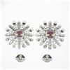 Image 3 : Vintage Platinum 4.02 ctw Rhodolite Garnet & Diamond Snowflake Post Stud Earring