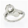 Image 7 : Antique Platinum 1.50 ctw GIA European Diamond Cultured Pearl Textured Bypass Ri