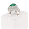 Image 3 : 2.87 ctw Emerald and 2.12 ctw Diamond Platinum Ring