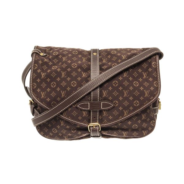 Louis Vuitton Brown Monogram Mini Lin Saumur 30 Ba