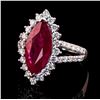 Image 2 : 3.73 ctw Ruby and 1.06 ctw Diamond Platinum Ring (GIA CERTIFIED)