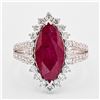 Image 3 : 3.73 ctw Ruby and 1.06 ctw Diamond Platinum Ring (GIA CERTIFIED)