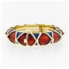 Image 4 : Large Heavy Vintage 14K Gold Blue Red Enamel Twisted Wire Hinged Bangle Bracelet