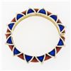 Image 7 : Large Heavy Vintage 14K Gold Blue Red Enamel Twisted Wire Hinged Bangle Bracelet