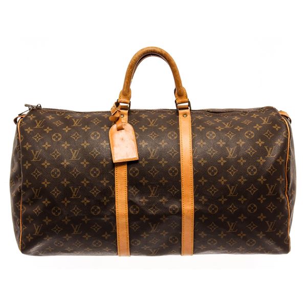 Louis Vuitton Brown Monogram Canvas Keepall 55 Travel Bag