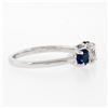 Image 4 : Solid Platinum 1.32 ctw Round Brilliant Prong Sapphire Diamond 3 Three Stone Rin