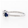 Image 5 : Solid Platinum 1.32 ctw Round Brilliant Prong Sapphire Diamond 3 Three Stone Rin