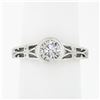 Image 1 : Parade 18k White Gold Bezel Set .87 ctw Diamond Solitaire Milgrain Open Work Rin