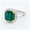 Image 2 : 3.88 ctw Emerald and 0.69 ctw Diamond 18K Yellow and White Gold Ring