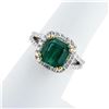 Image 3 : 3.88 ctw Emerald and 0.69 ctw Diamond 18K Yellow and White Gold Ring