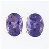 Image 1 : 14K Yellow Gold 13.0 ctw Large Oval Prong Set Amethyst Solitaire Stud Earrings