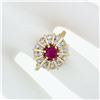 Image 3 : 14k Gold 1.67 ctw Cabochon Ruby & Dual Round Channel Diamond Platter Cocktail Ri