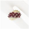 Image 3 : Vintage 14k Yellow Gold 3.32 ctw Marquise Blood Red Ruby Round Diamond Band Ring