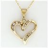 Image 2 : 10k Yellow Gold 0.26 ctw Channel Set Round Diamond Open Heart Pendant Necklace