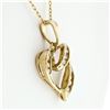 Image 3 : 10k Yellow Gold 0.26 ctw Channel Set Round Diamond Open Heart Pendant Necklace