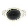 Image 3 : 18K White Gold Oval Bezel Set Black Onyx & Burnish Set Round Diamond Bubble Ring