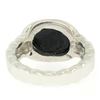 Image 4 : 18K White Gold Oval Bezel Set Black Onyx & Burnish Set Round Diamond Bubble Ring