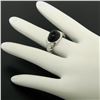 Image 6 : 18K White Gold Oval Bezel Set Black Onyx & Burnish Set Round Diamond Bubble Ring