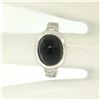 Image 7 : 18K White Gold Oval Bezel Set Black Onyx & Burnish Set Round Diamond Bubble Ring