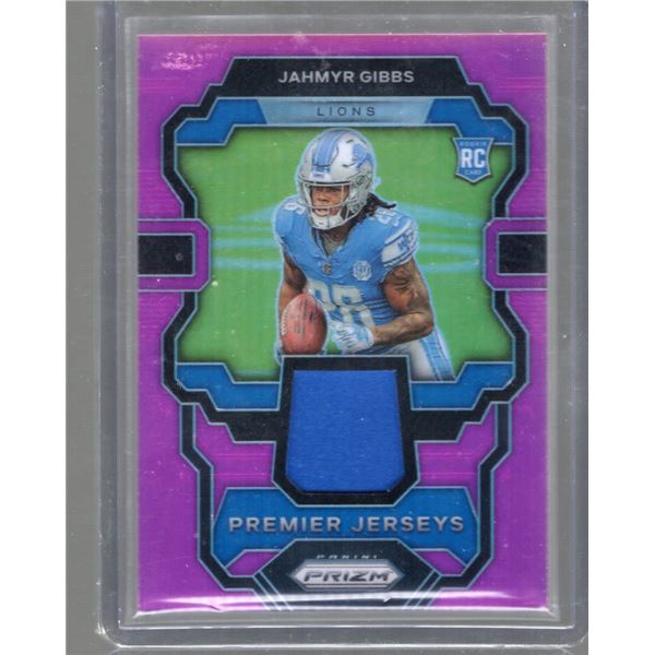 Jahmyr Gibbs Rookie Card Pink Prizm Premier Jerseys 2023 Panini Prizm #PJ-JG