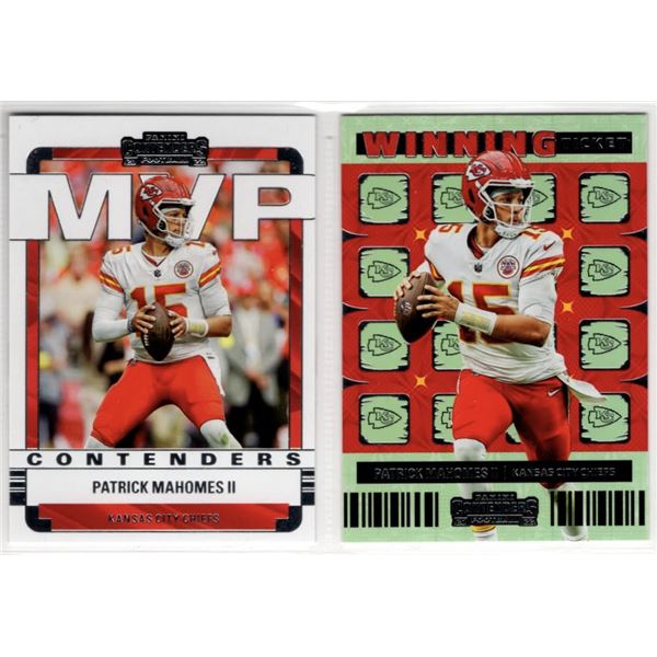 Lot of 2 Patrick Mahomes Inserts 2022 Panini Contenders MVP #MVP-PMA & Winning Ticket #WT-PMA