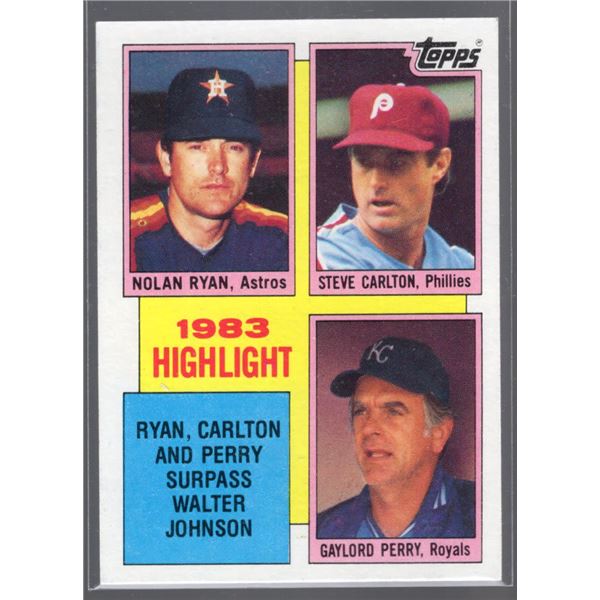 Nolan Ryan, Steve Carlton, Gaylord Perry 1984 Topps #4 Very Good Condition