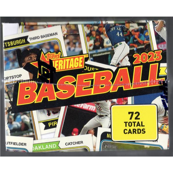 Topps 2023 Heritage Baseball Blaster Box Stamps and Blue Parallels