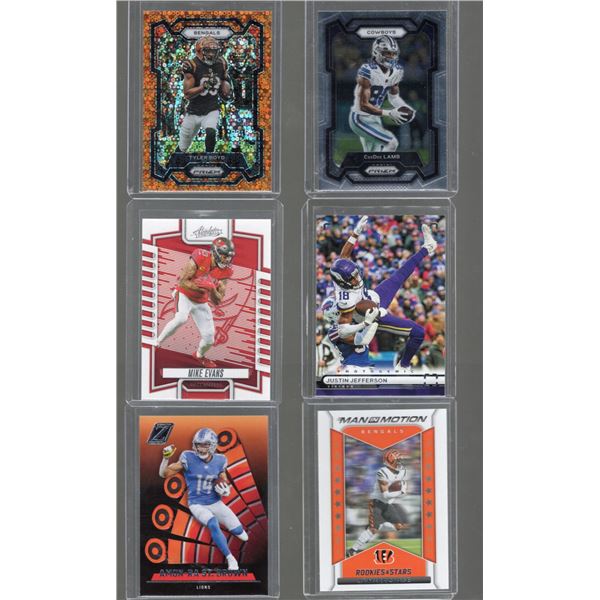 Lot of 6 Current NFL WRs & RBs 2023 Panini Cards