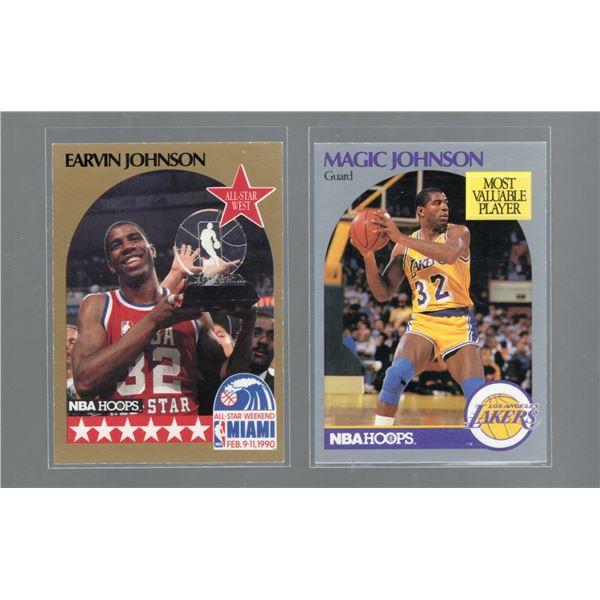 Lot of 2 Magic Johnson 1990 NBA Hoops #18 & #157