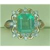 Image 1 : 3.15 ct. Natural Emerald & Diamond Ring in 14k Yellow Gold