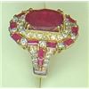 Image 2 : 18.85 ct. Natural Ruby & Diamond Fashion Ring in 14k 2 Tone Gold