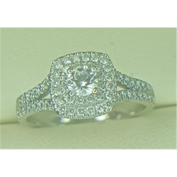 1.25 ct. Natural Round Double Halo Diamond Ring 14k White Gold