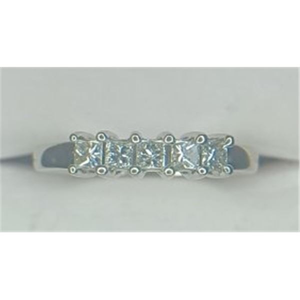 0.60 ct. Natural Princess Diamonds Wedding Ring 14k White Gold (F-VS1)