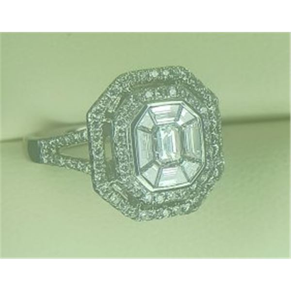 2.51 ct. Fancy Cut Diamond Wedding Ring in 18k White Gold