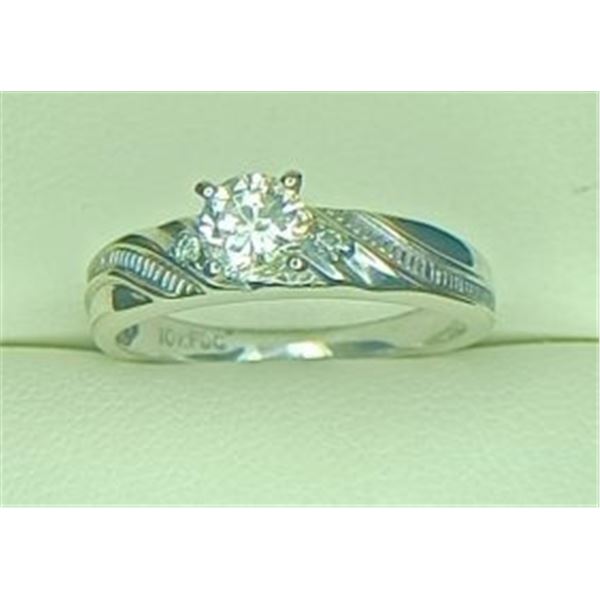 0.54 ct. Natural Round Diamond Engagement Ring 10k White Gold