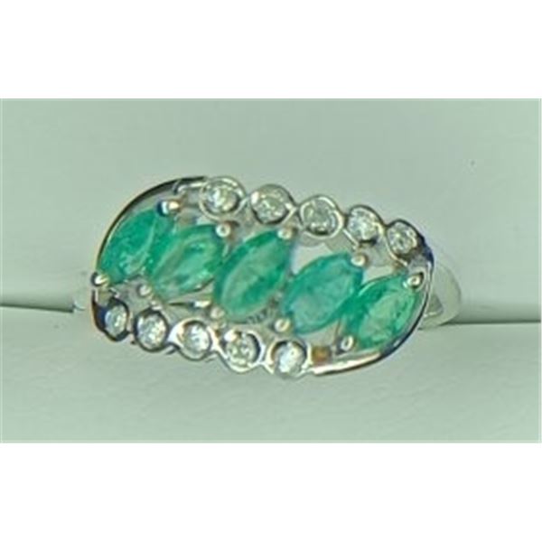 1.87 ct. Natural Colombian Emerald & Diamond Ring 14k White Gold