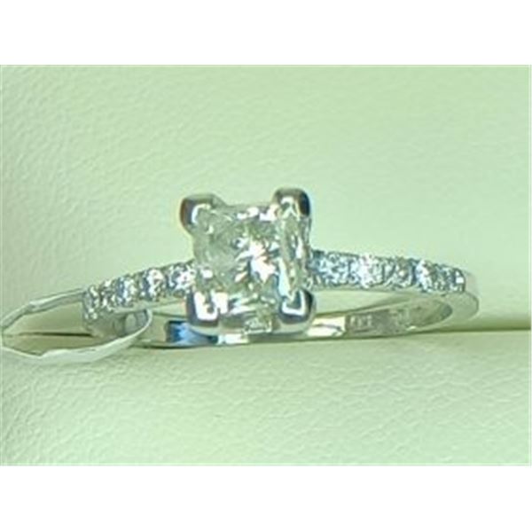 1.20 ct. Natural Princess Cut Diamond Engagement Ring 14k White Gold