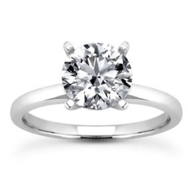GIA 0.67 ct. Natural Round Diamond Solitaire Ring 14K White Gold