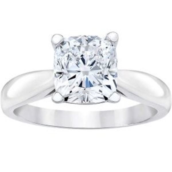 1.50 ct. Natural Cushion Cut Diamond Solitaire Engagement Ring 14k White Gold